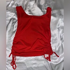 shein red cropped tank top with ties